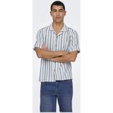 Overhemd - Klassiek - Regular Fit - Resort Kraag - Blauw - Katoen