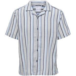 Overhemd - Klassiek - Regular Fit - Resort Kraag - Blauw - Katoen