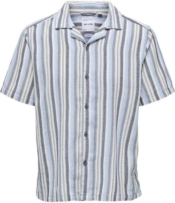 Overhemd - Klassiek - Regular Fit - Resort Kraag - Blauw - Katoen