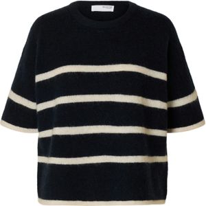 Trui - Gestreept - Knitwear - Ronde Hals - Halve Mouw - Losse Pasvorm