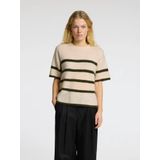 SELECTED - Trui - Donkerbruin - Knitwear - Ronde Hals, Gestreept, Losse Pasvorm