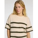 SELECTED - Trui - Donkerbruin - Knitwear - Ronde Hals, Gestreept, Losse Pasvorm