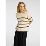 SELECTED - Trui - Donkerbruin - Knitwear - Ronde Hals, Gestreept, Losse Pasvorm