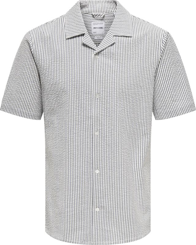 Onslounge - Overhemd - Lichtblauw - Seersucker - Korte Mouwen