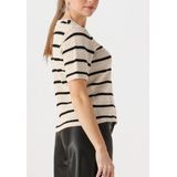 Selected Femme - Slfvinna SS - T-shirt - Beige - Katoen - Gebreid O-hals