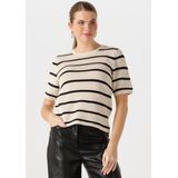 Selected Femme - Slfvinna SS - T-shirt - Beige - Katoen - Gebreid O-hals