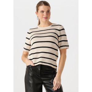 Selected Femme - Slfvinna SS - T-shirt - Beige - Katoen - Gebreid O-hals