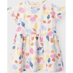 Jerseyjurken - Korte Mouwen Jurk - All-over Print - Ronde Hals - Ruches