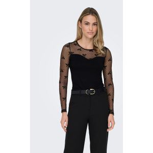 Onlsabina L/S O-Neck Mix Top Box JRS, zwart, M