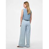 Pieces - Pcsmidi Hw Wide Leg Pants - Broek - Blauw - Wijde Beenuitsnijding