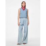 Pieces - Pcsmidi Hw Wide Leg Pants - Broek - Blauw - Wijde Beenuitsnijding