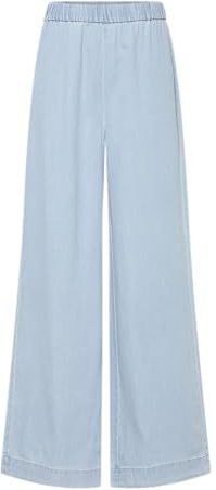 Pieces - Pcsmidi Hw Wide Leg Pants - Broek - Blauw - Wijde Beenuitsnijding