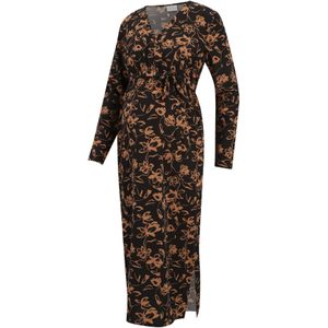 Mlxenia - Zwangerschapsjurk - Jurk - Multi - V-Hals, Lange Mouwen, Midi-lengte