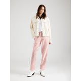 Pieces - Chilli Straight Stripe - Sweatbroek - Rood, Wit - Hoge Taille