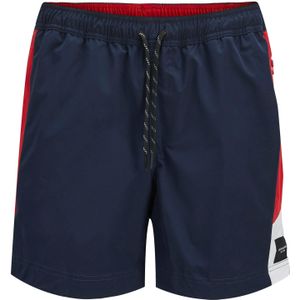 Jack & Jones - Maui Blocked Zip - Zwemshort - Navy - Rood - Wit