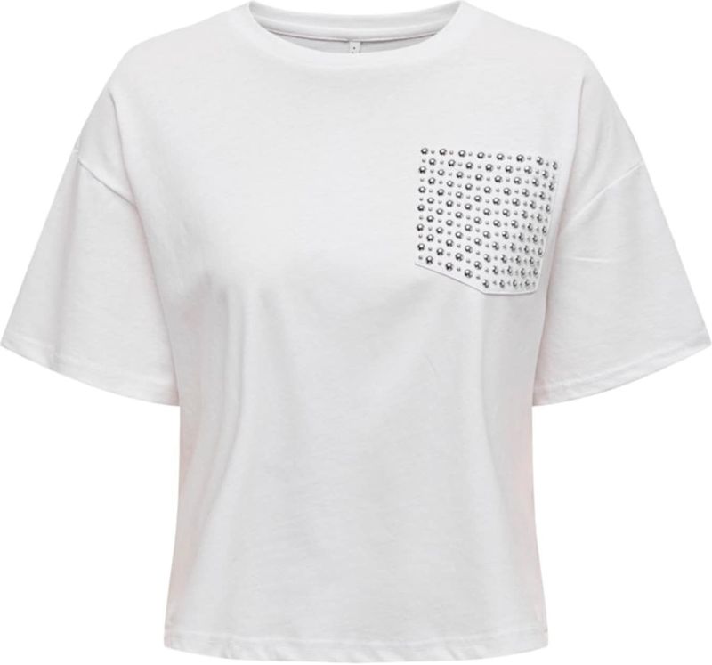 Onlterza - T-shirts - O-hals - Korte Mouwen - Glitterdetail - Cropped Fit