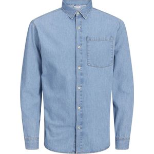 Overhemd - Denimlook - Heren - Lange Mouwen - Kent-kraag - Knoopsluiting