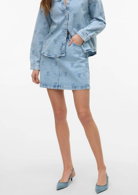 Vero Moda - Tessa - Spijkerrok - Mêlee - Katoenmix - Mini Lengte