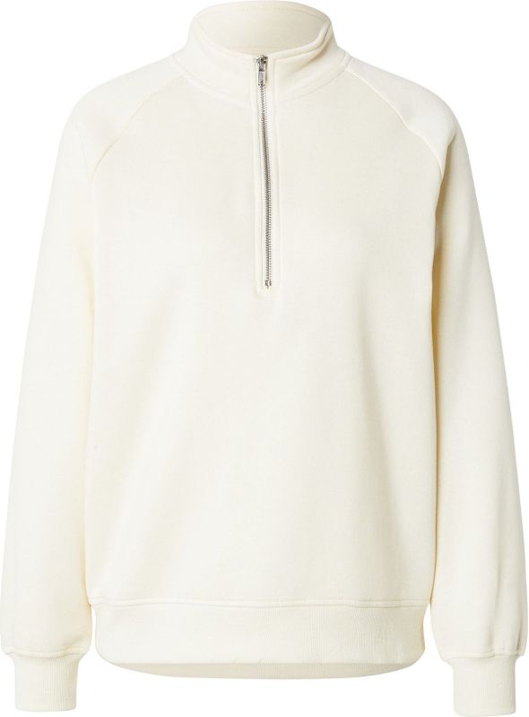 Sweatshirt - PCCHILLI - Effen - Geribd Ceintuurtje - Halve Rits - Gerecycled Materiaal