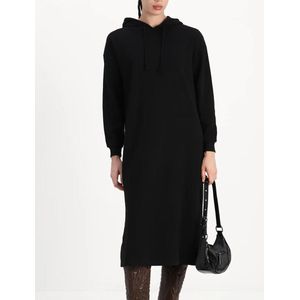 Hoodie Midi Dress - Loungewear Dress - Katoen - Zwart