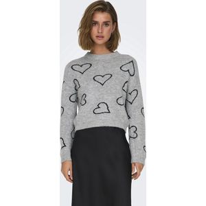 Gebreide Pullover - O-hals - Lange Mouwen - Geborduurd Detail - Regular Fit