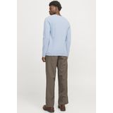 JACK & JONES Hill knit crew neck slim fit - heren pullover katoen met O-hals - middenblauw melange