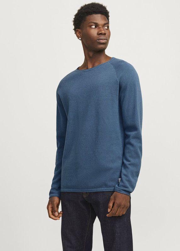 JACK & JONES Hill Knit Crew Neck - Pullover - Lichtblauw Melange - Katoen