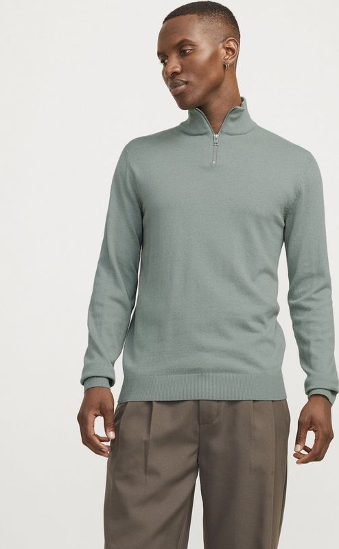 Jack & Jones - JJEEMIL KNIT HALF ZIP NOOS - Schipperstrui - Iceberg Green - Met Ribboorden
