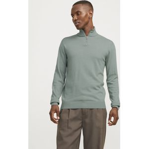 Jack & Jones Jjeemil Knit Noos gebreide herentrui met halve ritssluiting, ijsberg groen