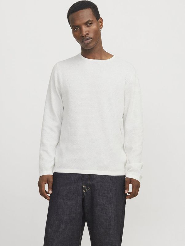 Gebreide Trui - Gebroken Wit - 50% Katoen, 35% Gerecycled Katoen, 15% Gerecycled Polyester