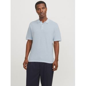 Jack & Jones - JJEGEORGE KNIT POLO SS - Trui - Chambray Blue - Katoen