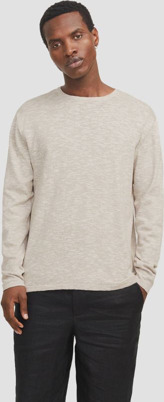 Jack & Jones JJESUMMER Knit Crew Neck SN, Crockery/détail : blanc, S