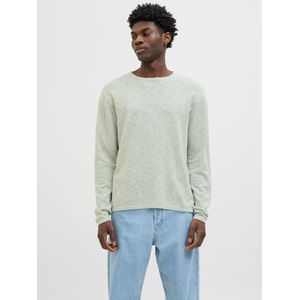 Jack & Jones - Jjesummer Knit Crew Neck - Coltrui - Iceberg Green/White - 90% Katoen 10% Linnen