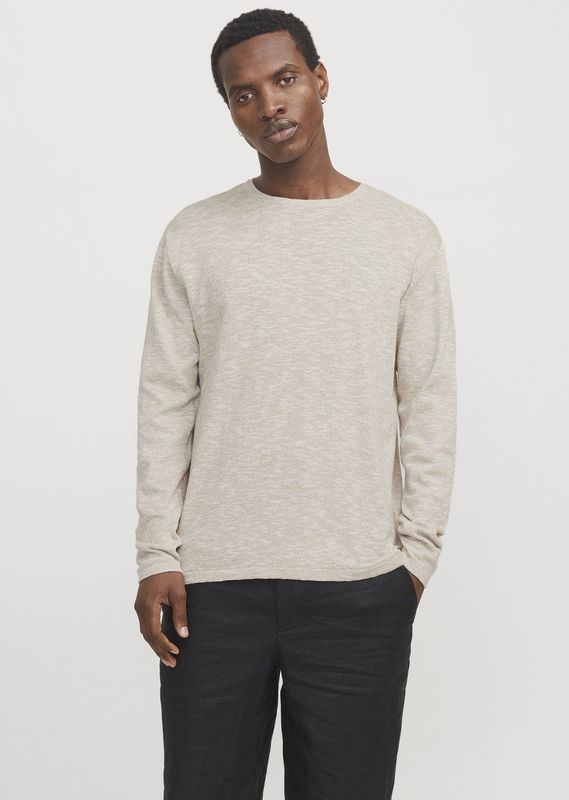 Jack & Jones - Gemêleerde Coltrui - Crockery/White - Katoen/Linnen