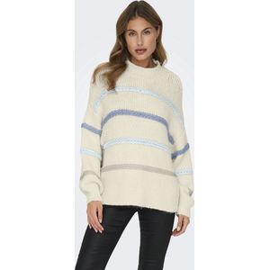 Only Trui Onlmy Ls Stripe High Neck Knt 15334859 Birch/soft Chambray Dames