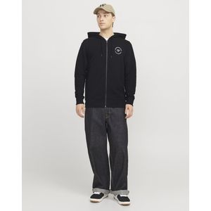 Jack & Jones - JJSIMON - Capuchonsweatvest - Zwart - Met Ritssluiting en Hoog Katoengehalte