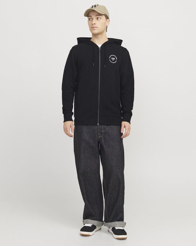 Jack & Jones - JJSIMON SWEAT ZIP HOOD - Sweatvest - Black - Katoen