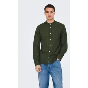 Overhemd - Geweven - Lange Mouwen - Slim Fit - Chinese Boord