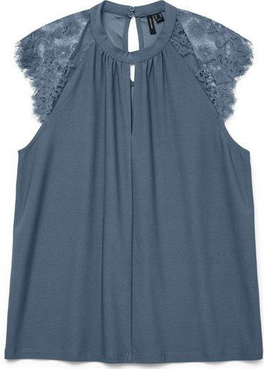 VERO MODA VMMILLA SL LACE Tee GA, China blue, M