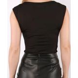 Pieces - Neja - Body - Hoge Hals - Korte Mouw - Zwart - Microfiber