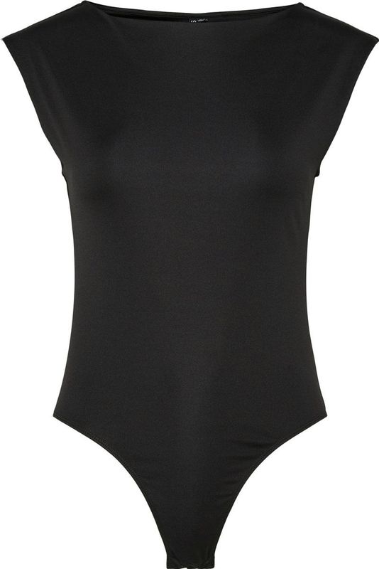 Pieces - Neja - Body - Hoge Hals - Korte Mouw - Zwart - Microfiber