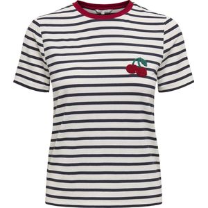 Only - Gestreept T-shirt - Cloud Dancer Night Sky - Viscose Mix