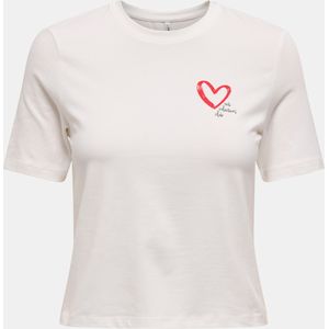 Onlvallie - Life S/S Love Top - Cloud Dancer - Katoen