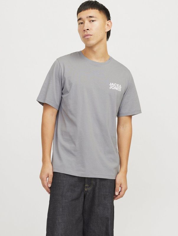 JACK & JONES - T-shirt - Lichtgrijs - Katoen