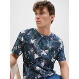 Jack & Jones - JJEBRYAN AOP TEE S/S O-NECK NOOS - T-shirt - Sky Captain - Katoen