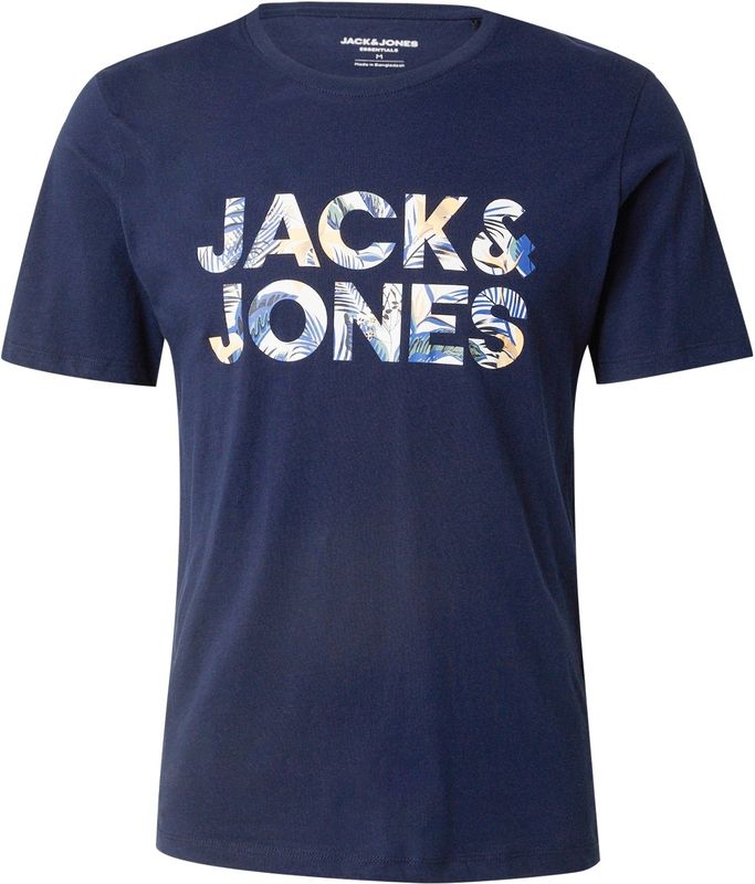 Relaxed T-shirt met gebloemd logo JACK & JONES. Katoen materiaal. Maten S. Blauw kleur