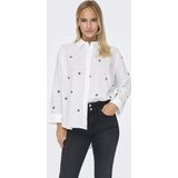 Only - Damesblouse - Wit - 100% Katoen - Knoopsluiting