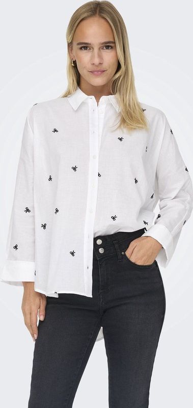 Only - Damesblouse - Wit - 100% Katoen - Knoopsluiting