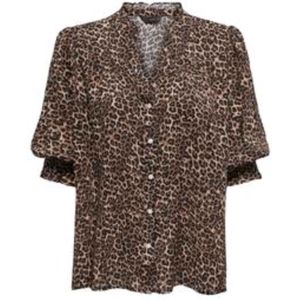 Only - Blouse Onlraya - Silver Mink - Dames - 3/4 Mouwen - Animal Patroon