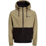 JACK & JONES Heren JJERUSH Hood Bomber NOOS Korte jas, Coriander/Detail: Black/White Blocking, S, koriander/detail: zwart/wit blokkering, S